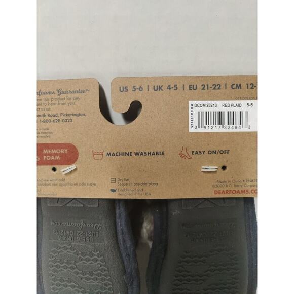 Dearfoams Kids Slippers Lil Bear Christmas size 5-6 Red Black Memory Foam - Picture 11 of 16